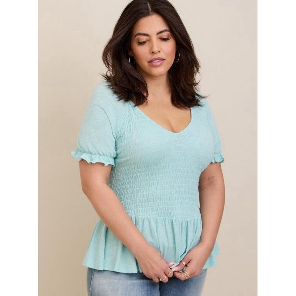 Torrid Slub Smocked Short Sleeve Babydoll 1X